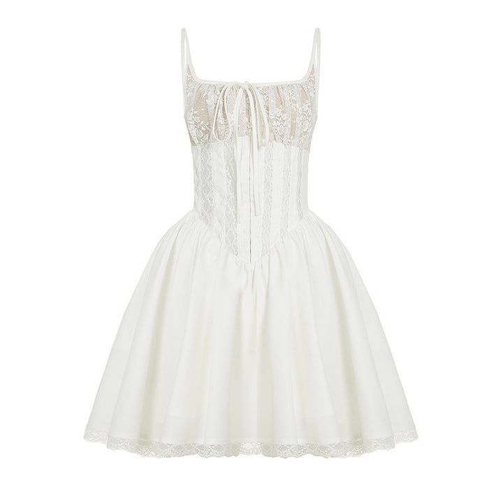 Damen Spitzenkleid mit tailliertem Schnitt und Rüschendetails Echo Archiv