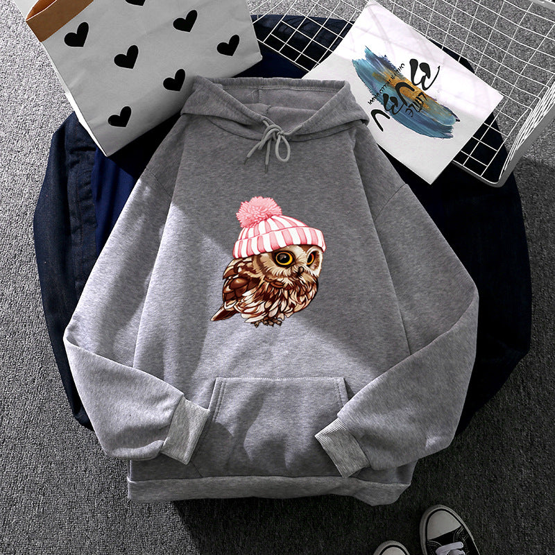 Damen lässiger Oversize Kapuzenpullover mit Herz‑und‑Pfotenprint, Kordelzug und gerippten Bündchen – Auréline
