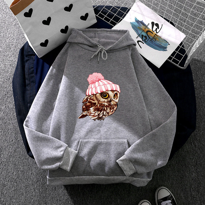 Damen lässiger Oversize Kapuzenpullover mit Herz‑und‑Pfotenprint, Kordelzug und gerippten Bündchen – Auréline