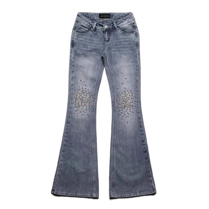 Damen Modische Bootcut-Jeans mit glitzernden Nieten Echo Archiv