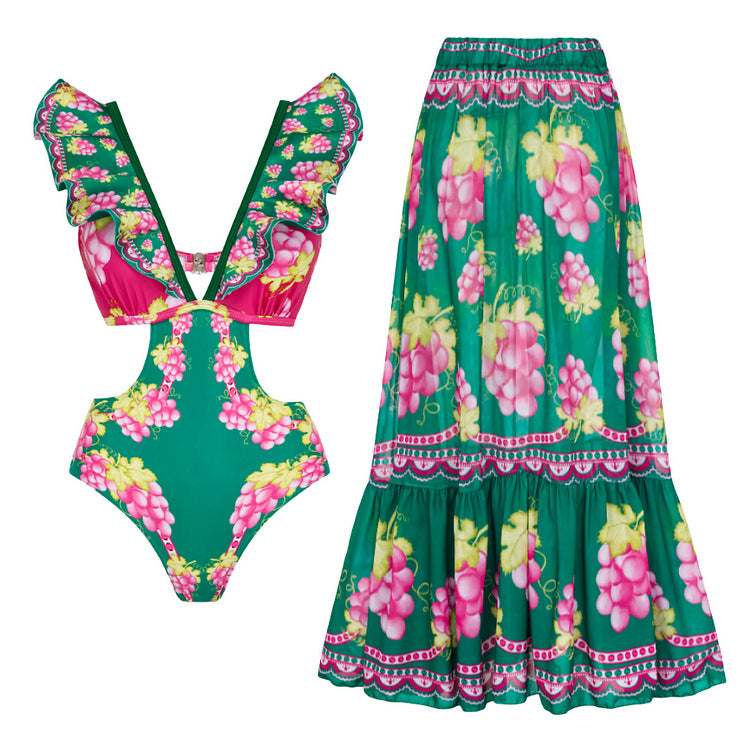Damen Stylish Elegantes Badeanzug- und Rockset Echo Archiv