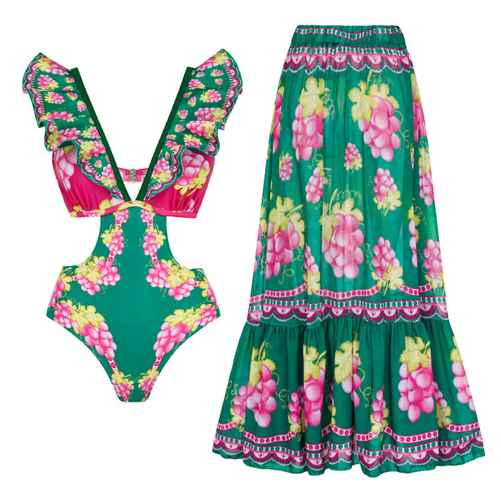 Damen Stylish Elegantes Badeanzug- und Rockset Echo Archiv