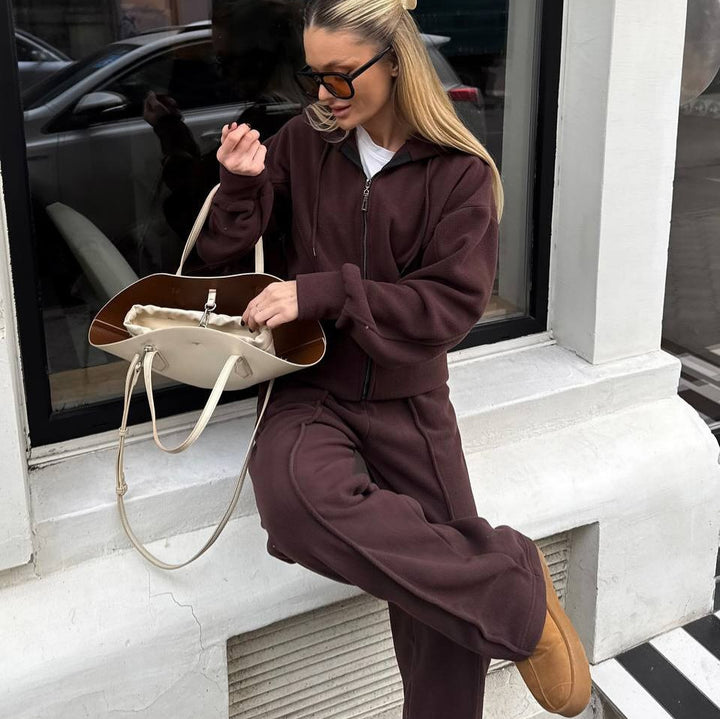 Damen Bequemer Fleece-Hoodie und Couchhose Echo Archiv