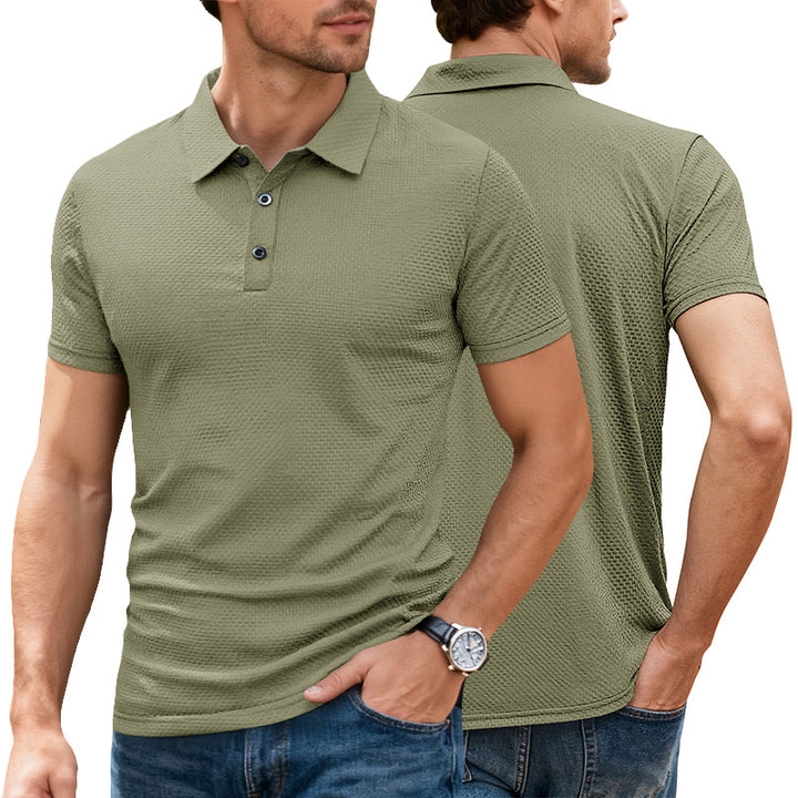 Herren nan strukturiertes Mikrojacquard-Poloshirt mit schlanker Passform und elastischem Komfortstretch Echo Archiv