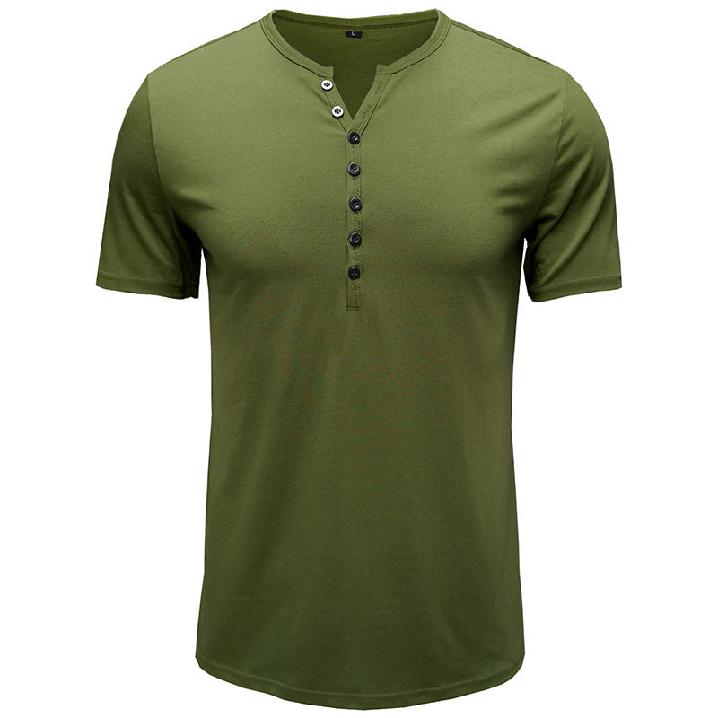 Herren Kurzarm-Henley-Shirt mit eleganter Knopfleiste Echoarchiv