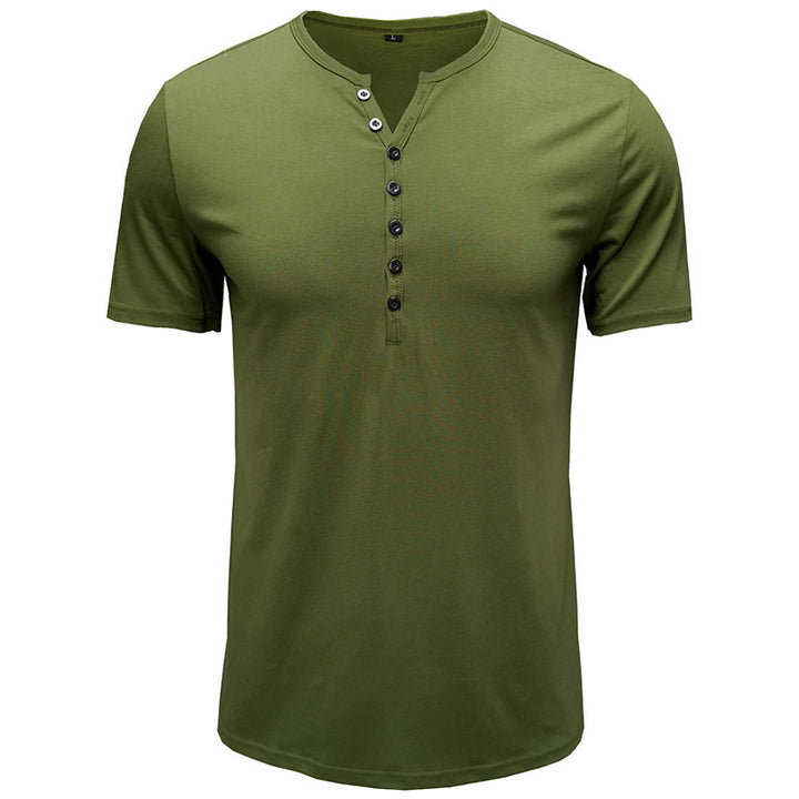 Herren Kurzarm-Henley-Shirt mit eleganter Knopfleiste Echoarchiv