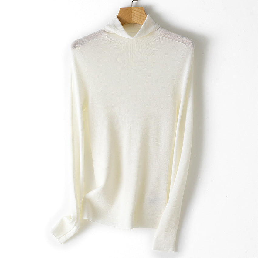Damen Feiner Rollkragen-Feinstrickpullover mit schmaler Silhouette und elastischem Saum Echoarchiv