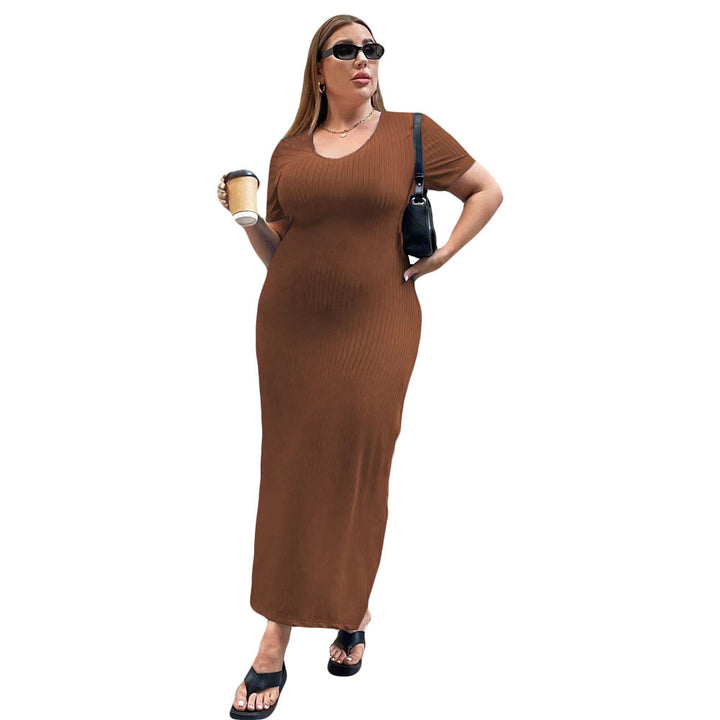 Damen Figurbetontes Maxikleid mit Seitenschlitz und Rippenstruktur Echo Archiv