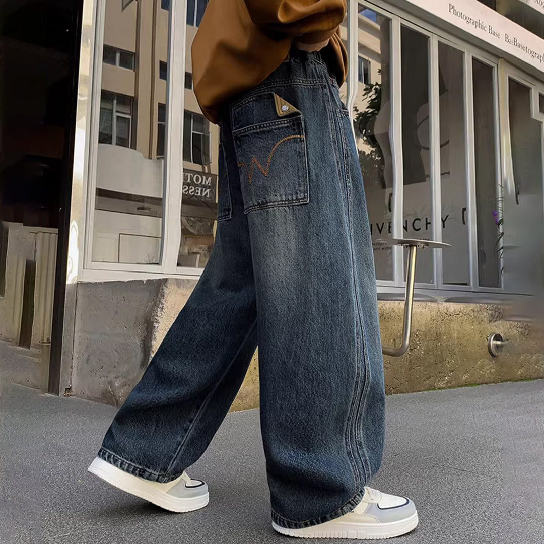 Damen Weite Jeanshose mit Hohem Taillenschnitt Echo Archiv