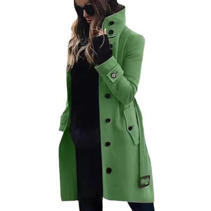 Damen Eleganter Hochkragen-Mantel mit praktischen Taschen Echoarchiv