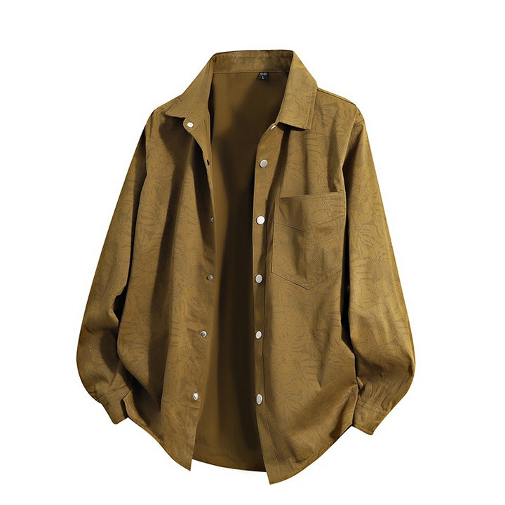 Herren Leichte Overshirt‑Hemdjacke mit botanischem Allover‑Print, Druckknopffront & Brusttasche Echoarchiv