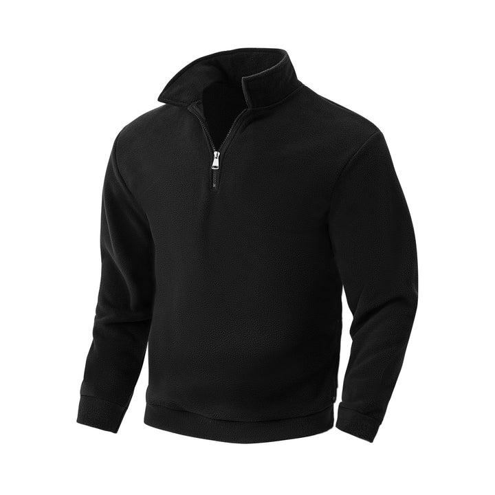 Herren Fleece-Halbzip-Pullover mit Stehkragen, weichem Teddy-Fleece und elastischen Bündchen – Cavarno