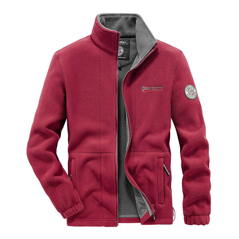 Herren Fleece-Outdoorjacke mit durchgehendem Reißverschluss, Stehkragen und Reißverschlusstaschen Echo Archiv