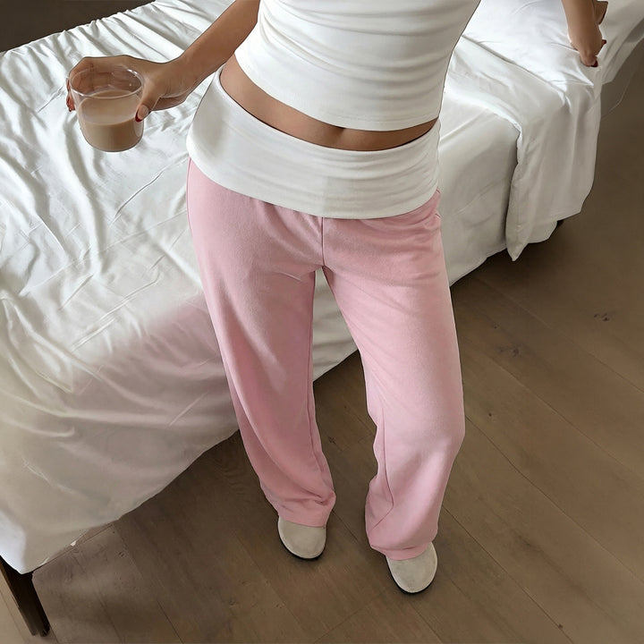 Damen nan weite Loungehose mit hohem Umschlagbund und fließendem Stretchjersey Echo Archiv