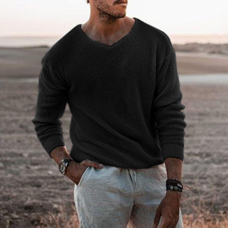 Herren Pullover mit V-Ausschnitt und strukturiertem Design Echoarchiv