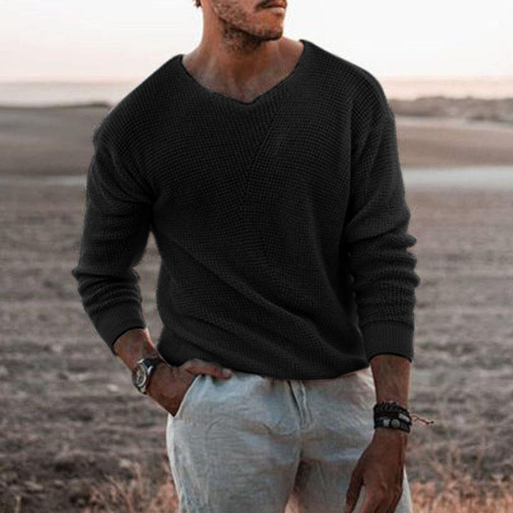 Herren Pullover mit V-Ausschnitt und strukturiertem Design Echoarchiv