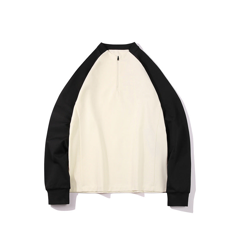 Herren Halbzip-Sweatshirt mit Raglanärmeln, Stehkragen und Kontrastärmeln Echo Archiv
