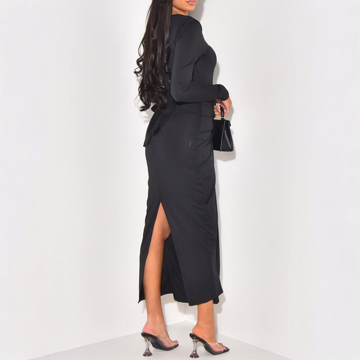 Damen nan gerafftes Maxikleid mit Knotenfront, figurbetonter Silhouette und seitlichem Schlitz Echo Archiv