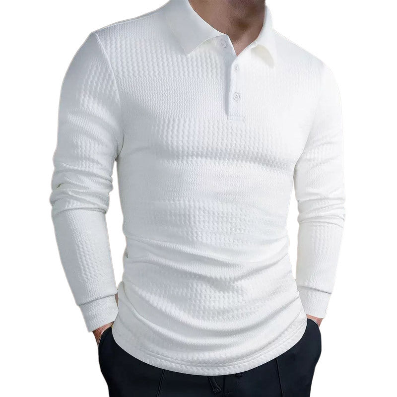 Herren nan tailliertes Waffelstrick-Poloshirt mit klassischem Polokragen Echo Archiv