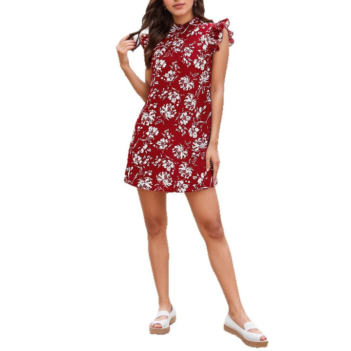 Damen verspieltes Blumenkleid mit Rüschendetails Echo Archiv