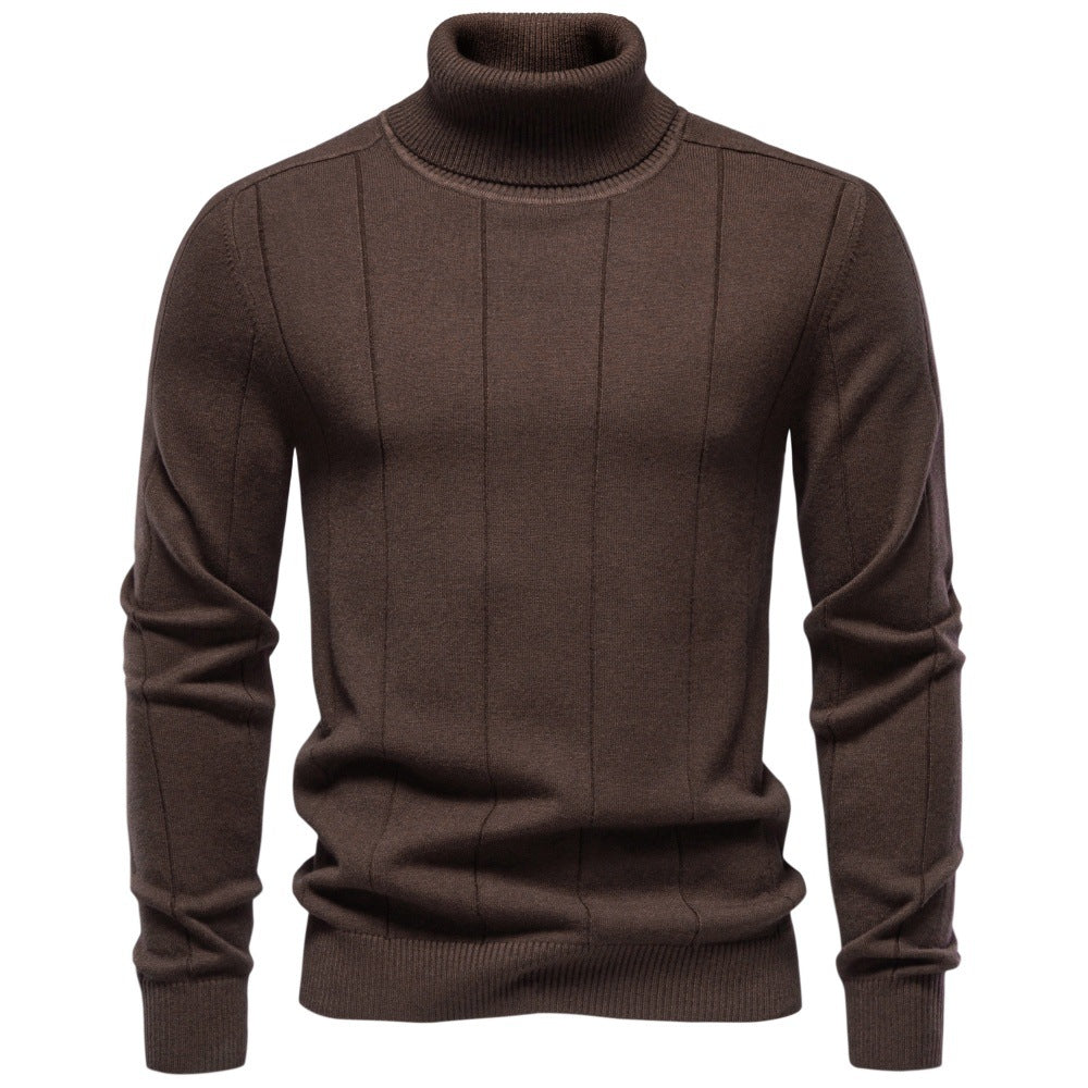Herren Rollkragenpullover aus hochwertigem Feinstrick mit vertikaler Strukturnaht Echoarchiv