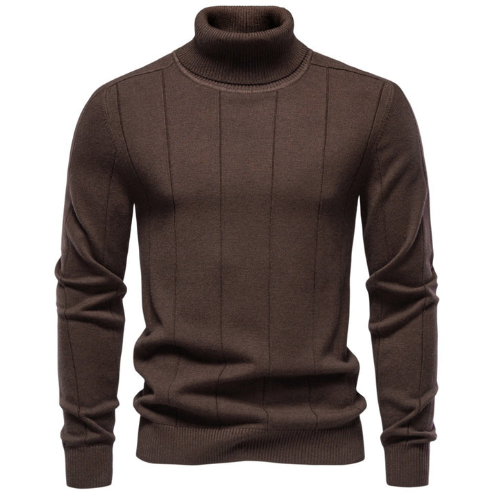 Herren Rollkragenpullover aus hochwertigem Feinstrick mit vertikaler Strukturnaht Echoarchiv
