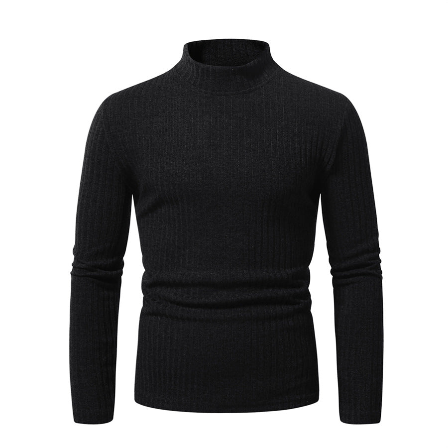 Herren Rollkragenpullover aus hochwertiger Wolle mit feinem Rippmuster Echoarchiv