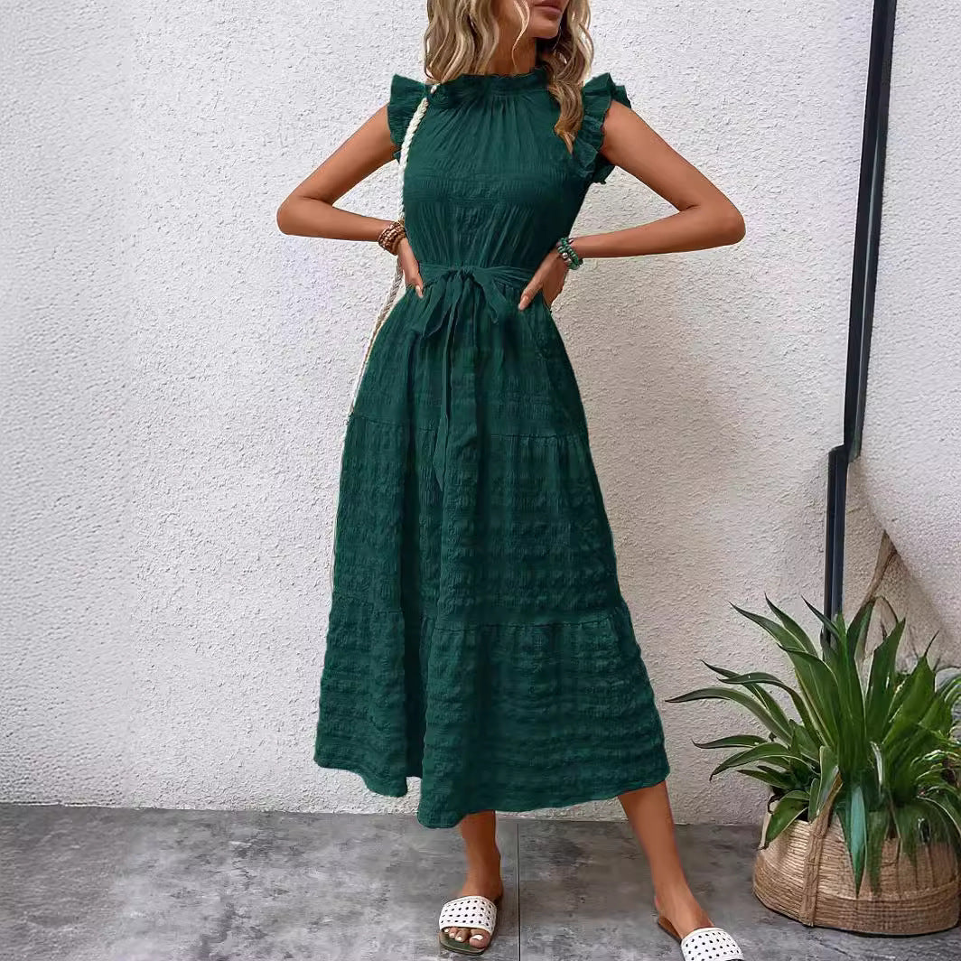 Damen Wickelkleid mit Rüschendetails und Erzählt Kleidersaum Echoarchiv