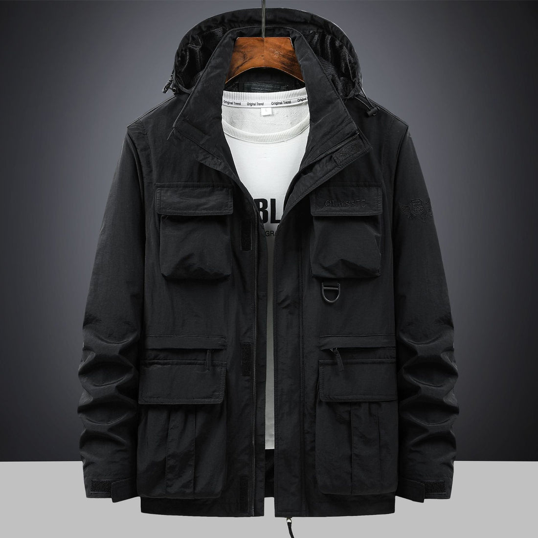 Herren modularer Utility-Parka mit Kapuze und Multifach-Cargotaschen – Taviero