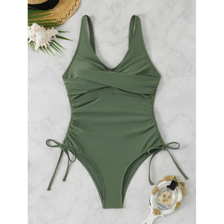 Damen Eleganter Wickel-Badeanzug mit seitlichen Bindebändern Echo Archiv