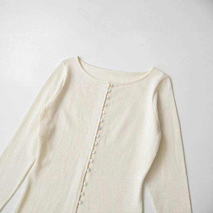 Damen Feinstrick Cropped-Cardigan mit Perlmuttknopfleiste Echoarchiv