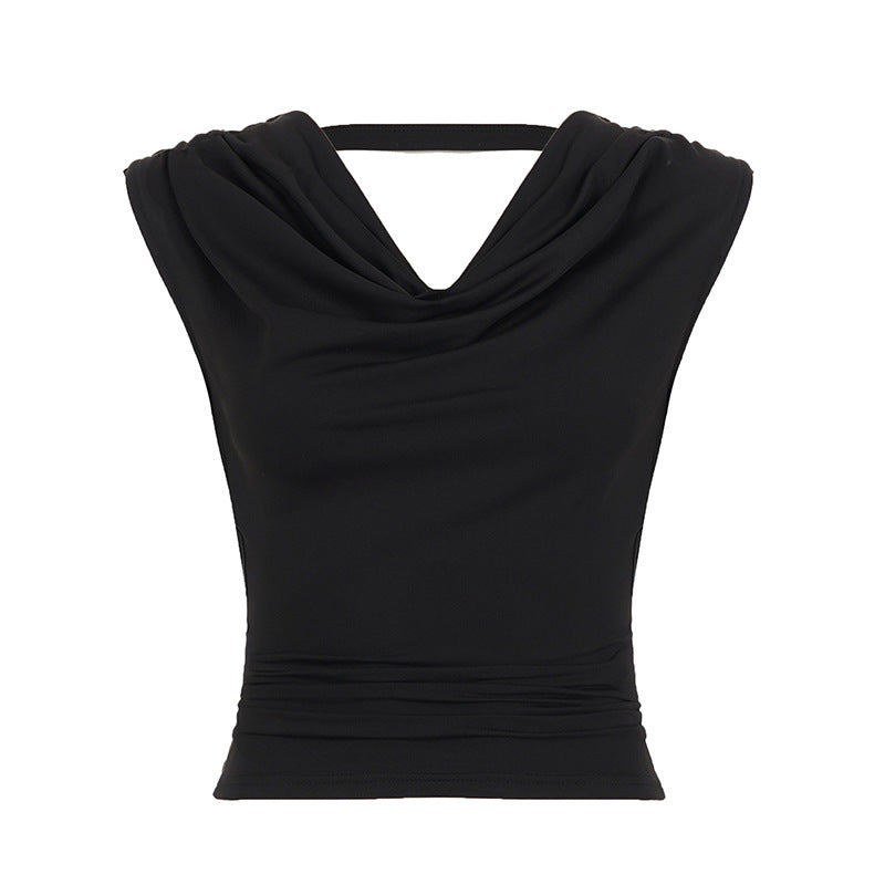 Damen elegantes Cowl Neck Tanktop mit feinen Perlenverzierungen Echo Archiv