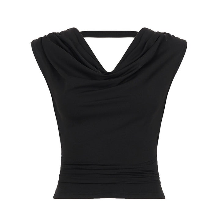 Damen elegantes Cowl Neck Tanktop mit feinen Perlenverzierungen Echo Archiv