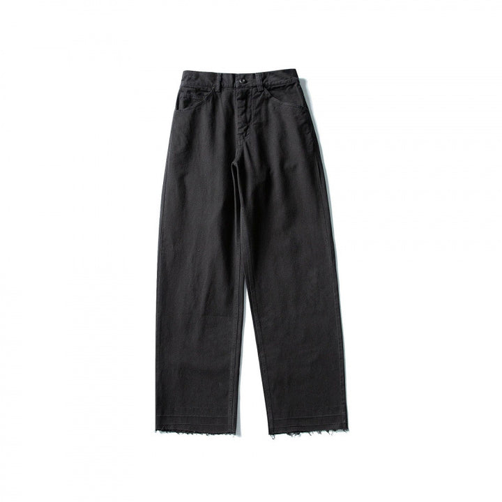 Damen Weite High-Waist Jeanshose mit geradem Bein und rohem Saum Echo Archiv