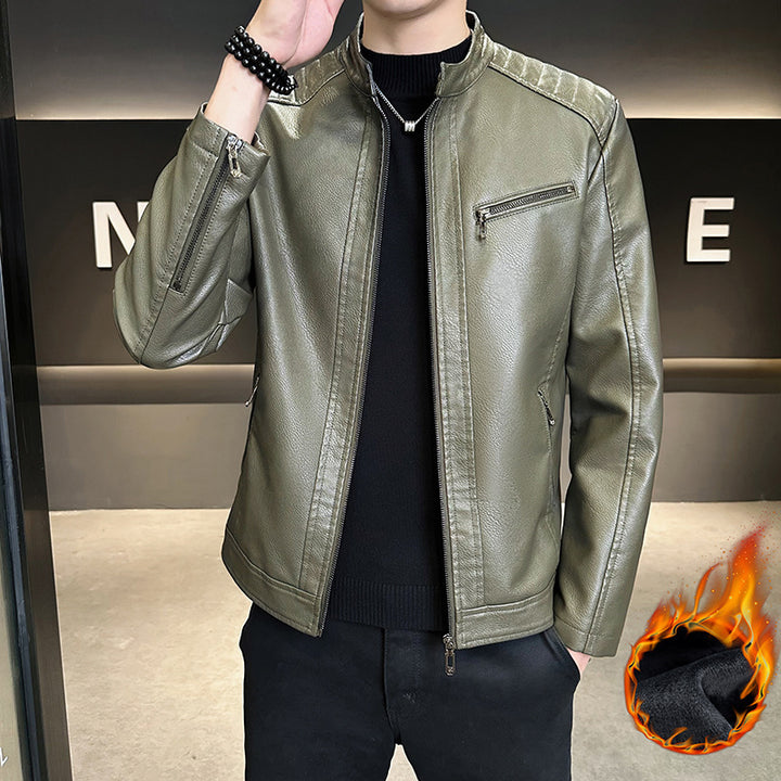 Herren Modische Kunstlederjacke mit praktischem Stehkragen Echo Archiv