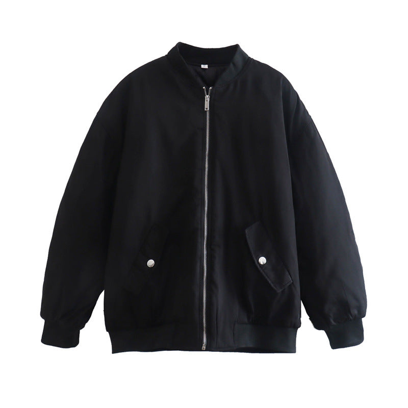 Damen Oversized Bomberjacke im Boxy‑Schnitt mit Reißverschluss, Rippbündchen und Klappentaschen Echoarchiv