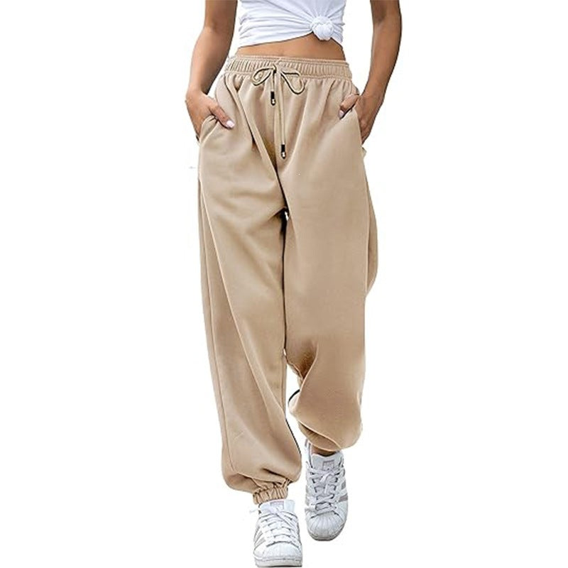 Damen nan Cozy-Sweat-Palazzohose mit hohem Komfortbund, integriertem Kordelzug und gerafften Knöchelabschlüssen Echo Archiv