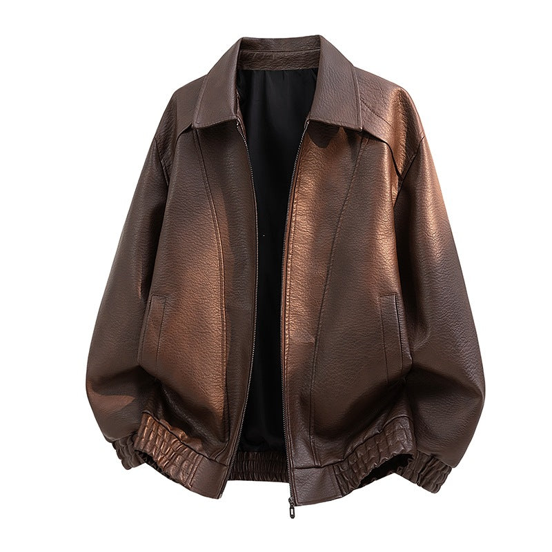 Herren Elegante Kunstlederjacke mit weitem Schnitt – Taviero