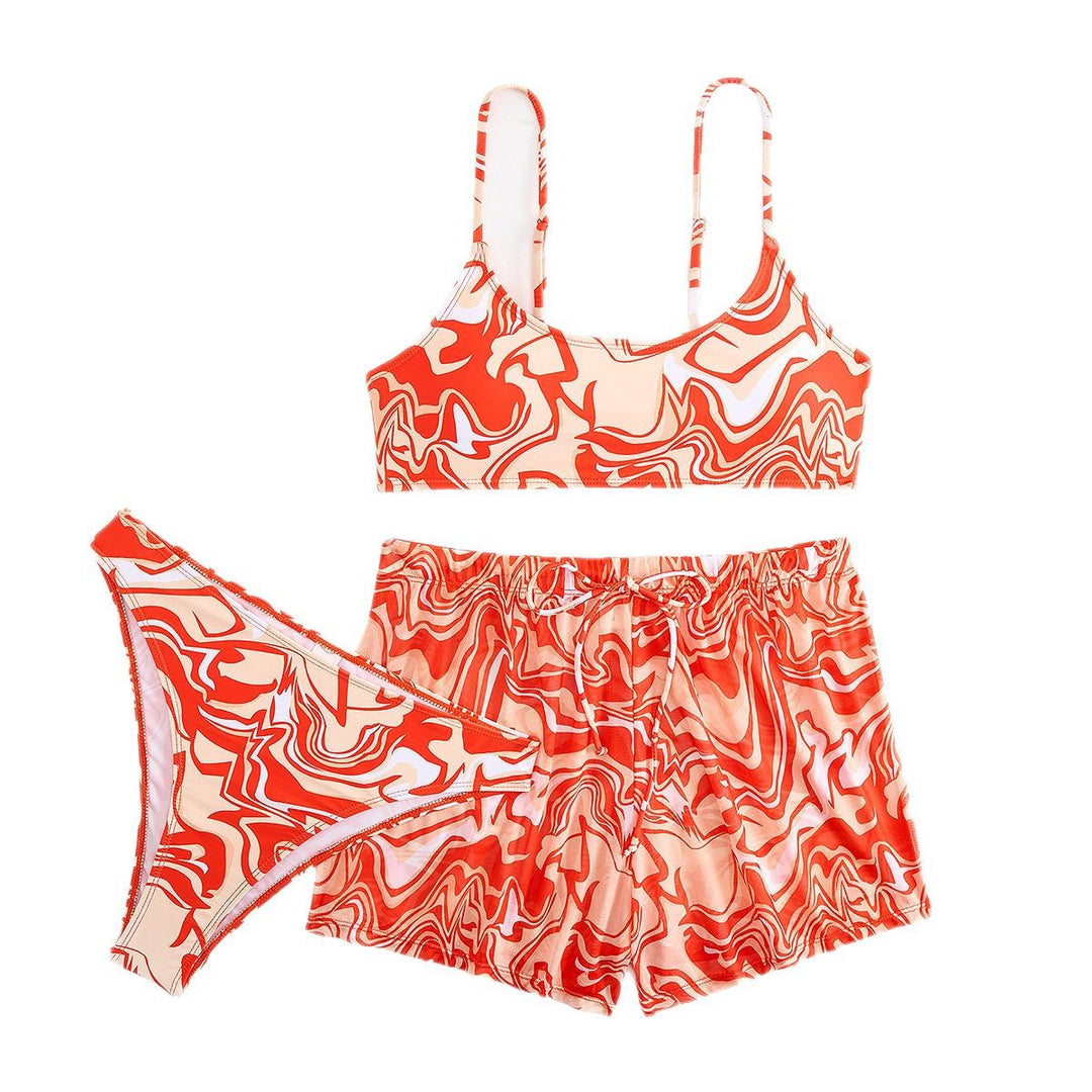 Damen Bikini-Set mit stylischem Wellenmuster und bequemen Shorts Echo Archiv