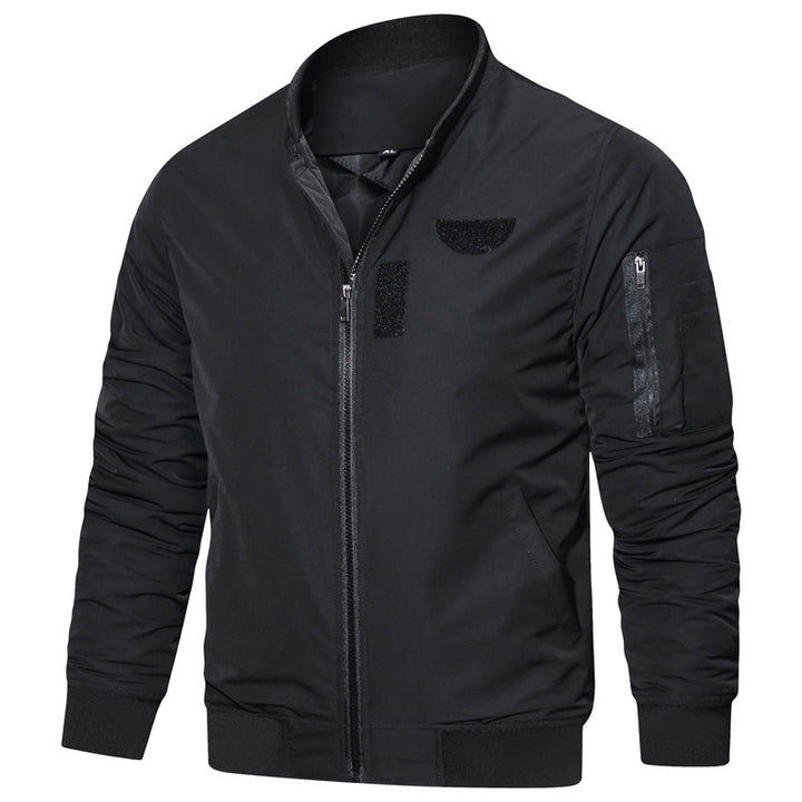 Herren Leichte Piloten-Bomberjacke im Utility-Stil mit Ärmeltasche und Rippbündchen – Brevano