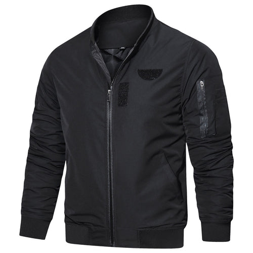 Herren Leichte Piloten-Bomberjacke im Utility-Stil mit Ärmeltasche und Rippbündchen – Brevano