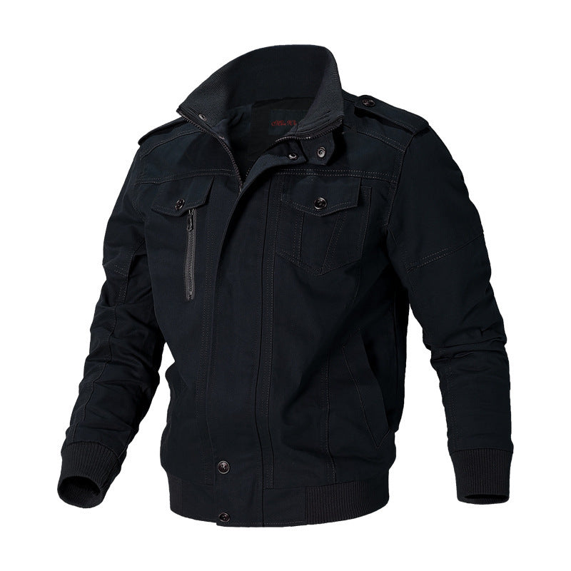 Herren nan robuste Canvas-Bomberjacke im Field-Stil mit Epauletten, verdeckter Druckknopfleiste und funktionalen Taschen Echo Archiv