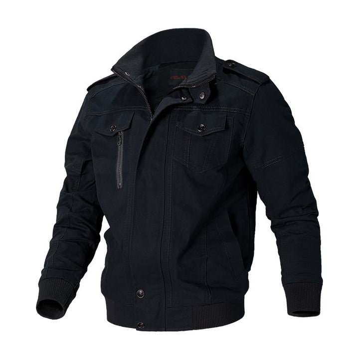 Herren nan robuste Canvas-Bomberjacke im Field-Stil mit Epauletten, verdeckter Druckknopfleiste und funktionalen Taschen Echo Archiv