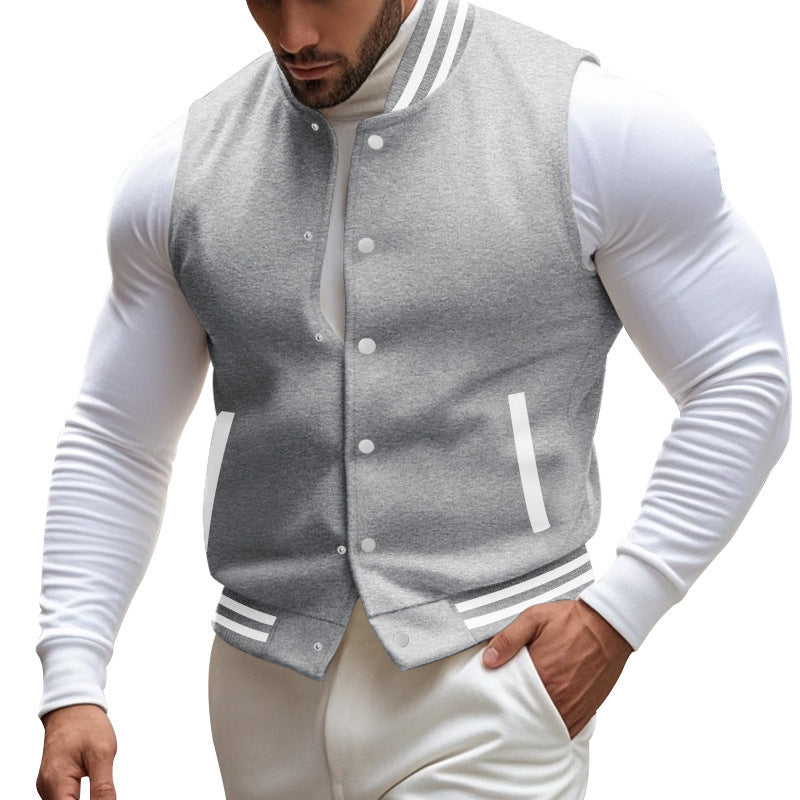 Herren sportliche Collegejacke mit Druckknöpfen und Streifen Echoarchiv