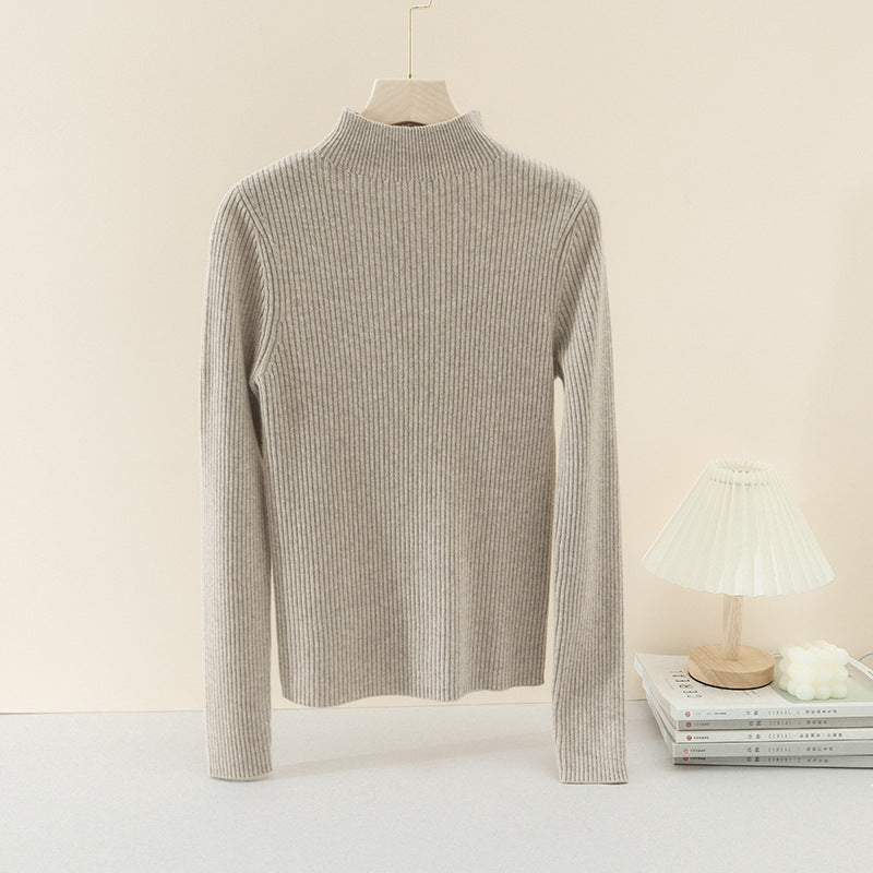 Damen Feiner gerippter Stehkragenpullover mit slim-fit Silhouette Echo Archiv
