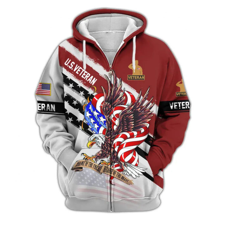 Herren Kapuzensweater mit amerikanischem Veteranenmotiv Echoarchiv