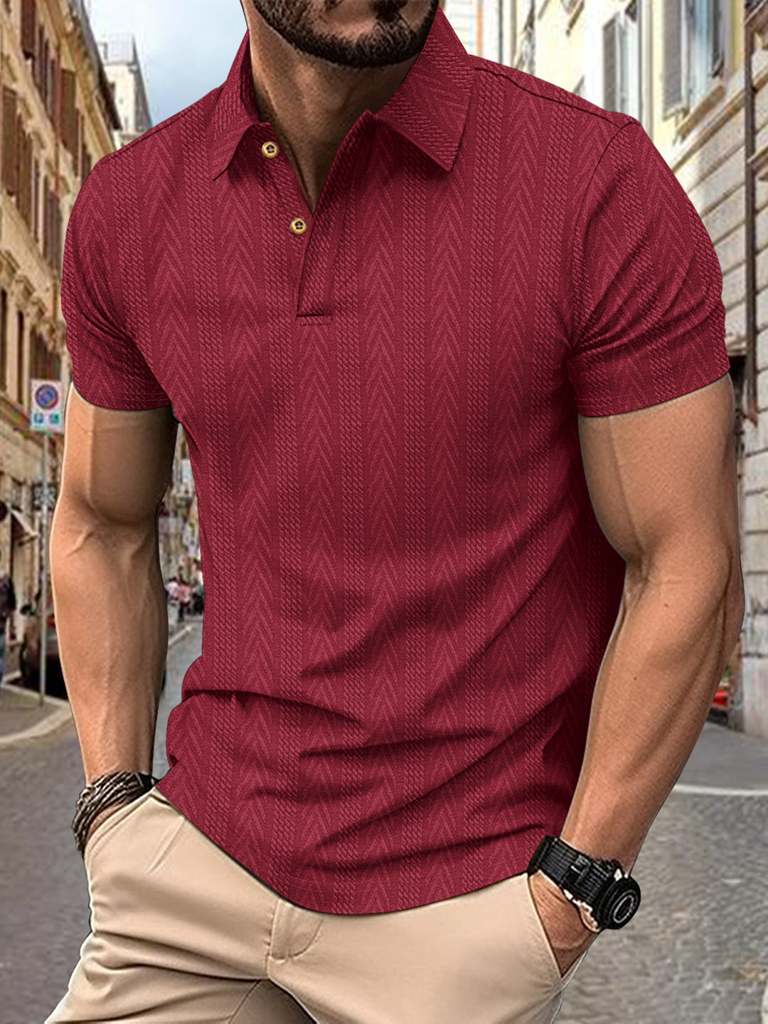 Herren Polo-Shirt mit strukturierter Oberfläche Echoarchiv