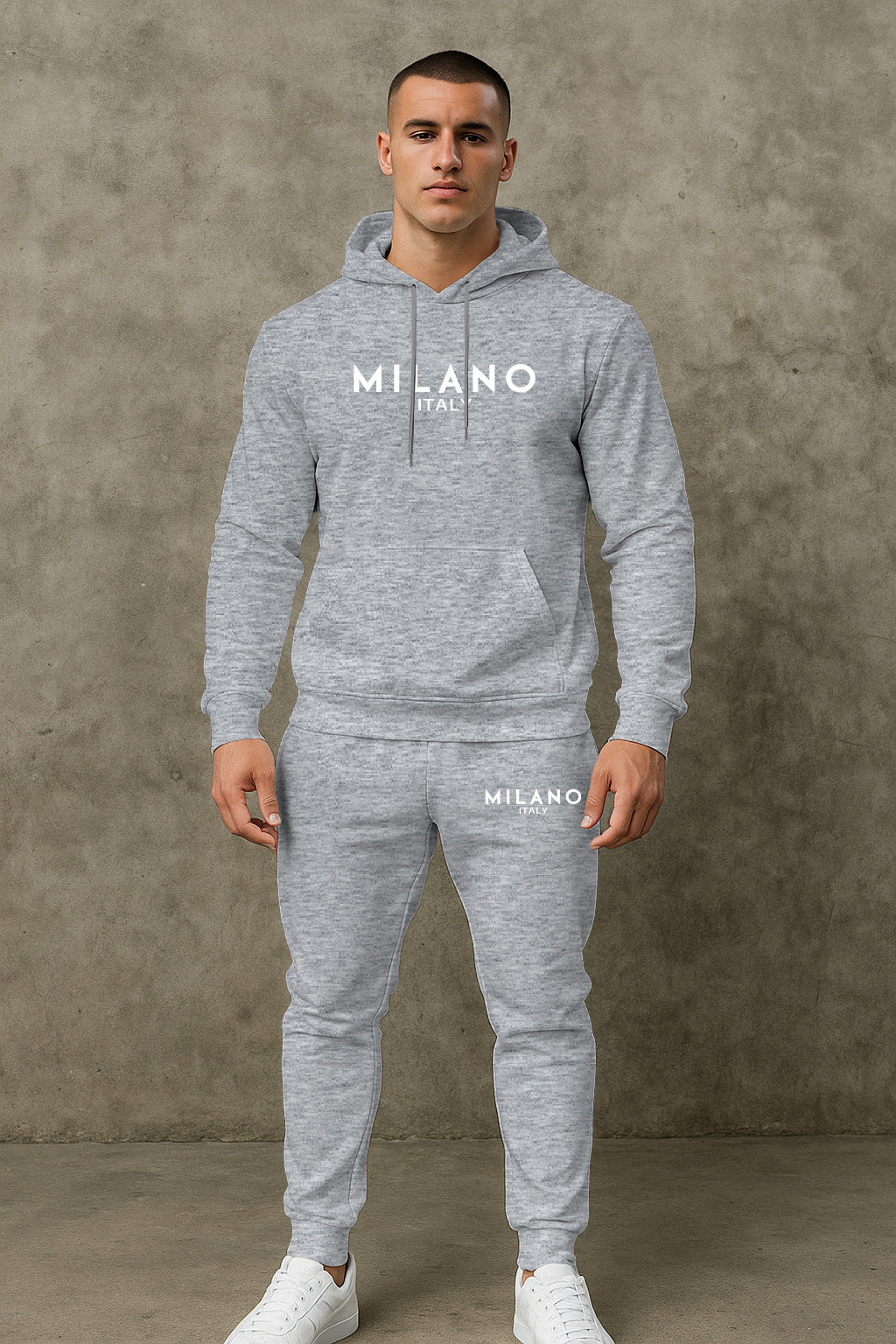 Herren Hoodie und Jogginghose Set mit stylischem Milano Print Echoarchiv