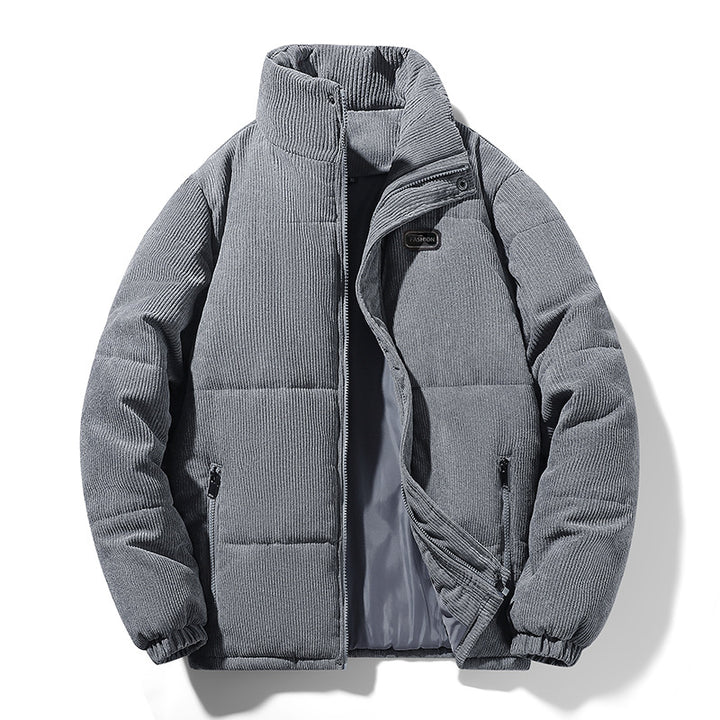 Herren gesteppte Cordjacke mit hohem Stehkragen, warmer Füllung und Reißverschlusstaschen – Taviero
