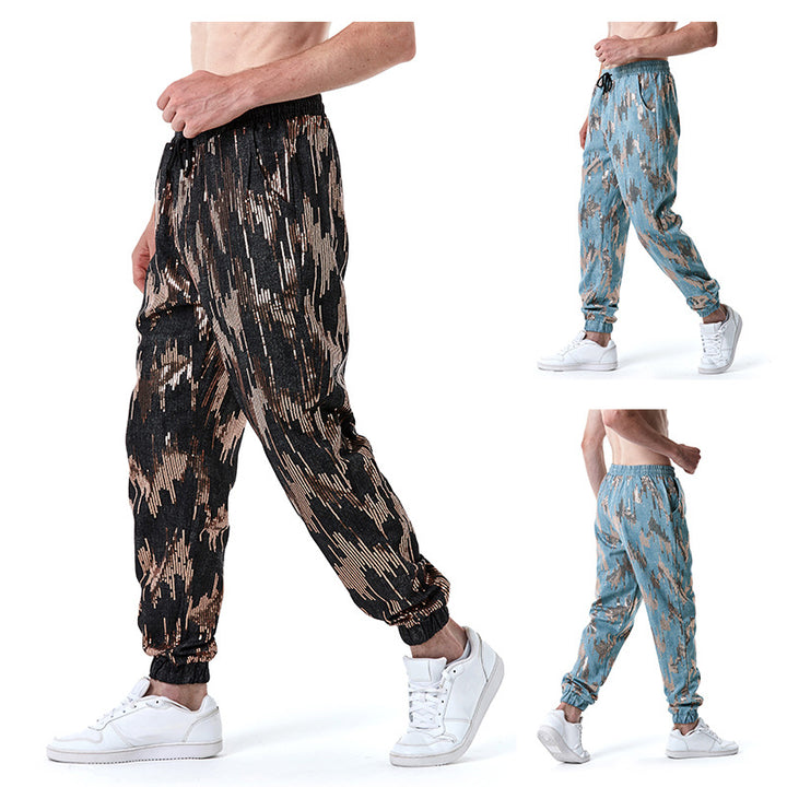 Herren Freizeithose mit Glitzer-Effekt und elastischem Bund Echoarchiv